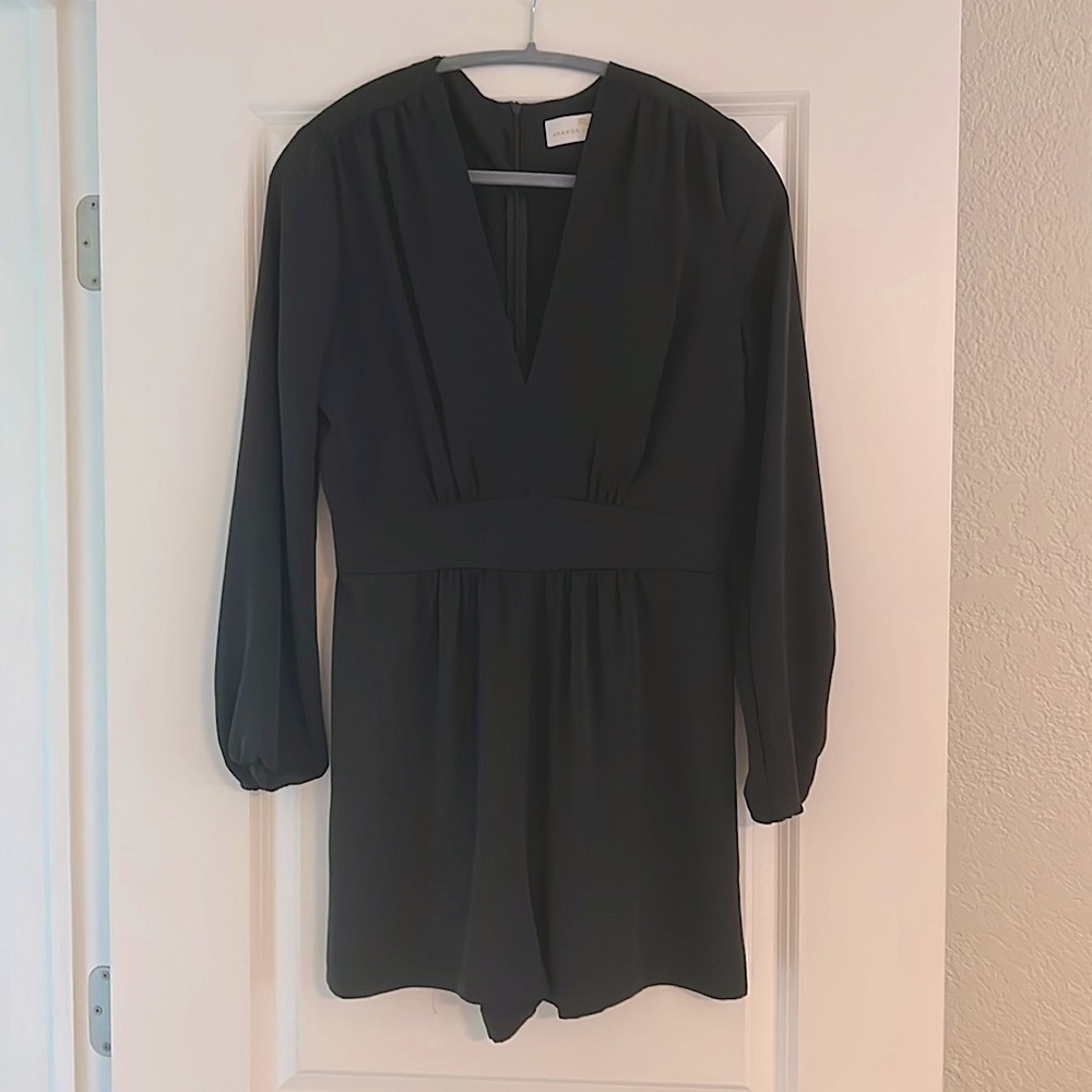 Amanda Uprichard black long sleeve romper jumpsuit